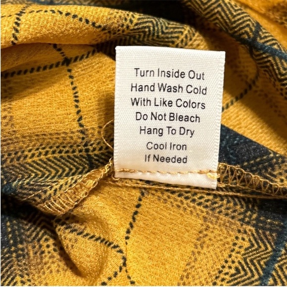 Altar'd State Long Sleeve Top, Mustard Yellow & Black Plaid Ruffle Blouse, Small - Picture 9 of 9